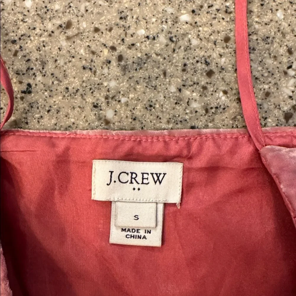 J. CREW Crushed Velvet Pink Mauve Ruffle Cami Tank Top